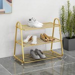 AVEO Schuhregal Nordic Simple Shoe Rack Stabile Eisenschuh Regal Home Multi-Layer Raumsparende Multifunktions-Speicher-Eingangskorridor Schuhschrank Color : Gold Größe : 3 Tier