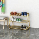 AVEO Schuhregal Nordic Simple Shoe Rack Stabile Eisenschuh Regal Home Multi-Layer Raumsparende Multifunktions-Speicher-Eingangskorridor Schuhschrank Color : Gold Größe : 3 Tier