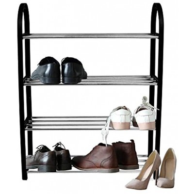 Möbelbörse Schuhregal bis 8 Paar Schuhe Schuhablage 4 Ebenen Schuhschrank Campingschrank Ständer Metall Schwarz