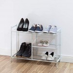 Relaxdays Schuhregal SANDRA mit 3 Ebenen Schuhablage aus Metall mit Stiefelfach HBT: ca. 50,5 x 70 x 26 cm für 8 Paar Schuhe mit Griffen weiß