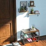 Roolee Schuhregalbank Schuhregal mit Sitzfläche Vintage Stabile Schuhschrank mit 3 Ebenen für Eingangsbereich im Wohnzimmer Flur