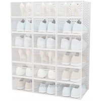 UDEAR Schuhkarton mit Tür Tragbarer Schuhkarton Stapelbar Faltbar Kunststoffbox 18 Stück，Transparent Weiß