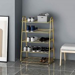 Yyqx Schuhregal Nordic Simple Shoe Rack Stabile Eisenschuh Regal Home Multi-Layer Raumsparende Multifunktions-Speicher-Eingangskorridor Schuhschrank Color : Gold Größe : 5 Tier