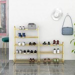 Yyqx Schuhregal Nordic Simple Shoe Rack Stabile Eisenschuh Regal Home Multi-Layer Raumsparende Multifunktions-Speicher-Eingangskorridor Schuhschrank Color : Gold Größe : 5 Tier