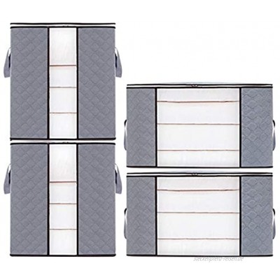 4 Stück große Kleidung Aufbewahrungstaschen Faltbarer Qualitäts-Aufbewahrungsorganisator für die Aufbewahrung von Kleidung Quilt Bettwäsche Unterbett-Aufbewahrungstaschen mit Reißverschluss grau