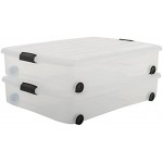 Basics 2er-Set Unterbettboxen 50 L Clips mit Rollen Schlafzimmer Top Box Roller CS-U800 Transparent