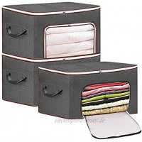 JoyPlus Unterbett Aufbewahrungstasche 3 Stück Faltbare Aufbewahrungsboxen mit Klarem Fenster für Bettwäsche Kleidung Decken Kissen Quilt