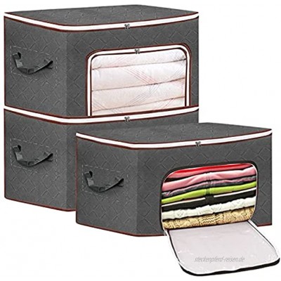 JoyPlus Unterbett Aufbewahrungstasche 3 Stück Faltbare Aufbewahrungsboxen mit Klarem Fenster für Bettwäsche Kleidung Decken Kissen Quilt