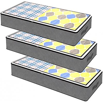 SGHUO Unterbett-Aufbewahrungstaschen Organizer Behälter für Kleidung Decken Decken Organizer mit transparenten Fenstern und verstärkten Griffen grau 76,2 x 43,2 x 15,2 cm 3 Stück