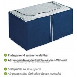 WENKO Jumbo-Box Air Aufbewahrungsbox für Textilien mit Sichtfenster und 3-Seiten-Reißverschluss schützt vor Motten Staub und Schmutz aus atmungsaktivem Vlies-Material 91 x 48 x 53 cm Navy