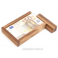 Casa Vivente Magische Geldgeschenkbox Knobelspiel aus Holz Geschenkverpackung mit Trickverschluss Geduldspiel als Originelles Geburtstagsgeschenk Verpackung für Geldgeschenke