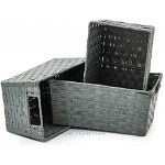 EZOWARE Aufbewahrungskorb 3er Set aus gewebtem Papierseil Aufbewahrungsboxen für Accessoires Schminke 30 x 17 x 14 cm Grau