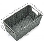 EZOWARE Aufbewahrungskorb 3er Set aus gewebtem Papierseil Aufbewahrungsboxen für Accessoires Schminke 30 x 17 x 14 cm Grau