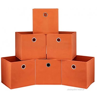 i BKGOO Faltbare Aufbewahrungswürfel Schubladenbehälter Stoff Aufbewahrungsboxen mit runden Metallösen für die Organisation von Regal Kinderzimmer Schrank 6er Pack Orange 28x28x28 cm
