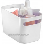 iDesign Organizer mit Griffen kleine Aufbewahrungsbox aus Kunststoff für Haushalt und Hobby praktischer Aufbewahrungskorb für das Bad weiß