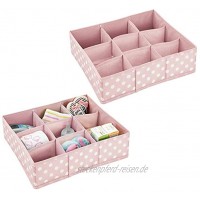 mDesign 2er-Set Aufbewahrungsbox für das Kinderzimmer Bad usw. – Kinderzimmer Aufbewahrungsbox mit je neun Fächern – Kinderschrank Organizer aus Kunstfaser – rosa weiß