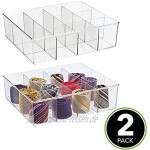mDesign 2er-Set Aufbewahrungsbox mit 12 Fächern – praktische Schrankbox für das Schlafzimmer – idealer Organizer für Kleidung und Accessoires aus BPA-freiem Kunststoff – durchsichtig
