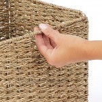 mDesign 2er-Set Aufbewahrungskorb – faltbare Aufbewahrungsbox aus Seegras – Regalkorb mit Flechtmuster – ideal zur Aufbewahrung in Würfelregalen – bambusfarben