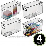 mDesign 4er-Set Aufbewahrungsbox mit integrierten Griffen – zur Aufbewahrung von Küchen- Badezimmer- oder Büroutensilien – Kunststoffbox für die Schreibtischablage – grau