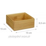 Relaxdays Ordnungsbox Bambus stapelbar natürliche Optik Aufbewahrungsbox Küche Bad HxBxT: 6,5 x 15 x 15 cm Natur A
