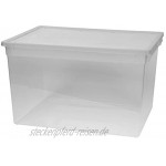 2 Stück XXL Aufbewahrungsbox mit Deckel aus transparentem Kunststoff und XXL Stauvolumen! pro Box ca. 50 Liter Maße: 37,6 x 52 x 31 cm