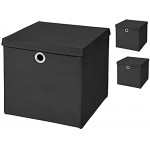 3 Stück Faltbox Schwarz 28 x 28 x 28 cm Aufbewahrungsbox faltbar mit Deckel