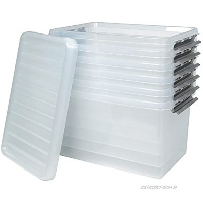 6X Aufbewahrungsbox mit Deckel transparent LxBxH 600x400x340 mm 62 Liter Box