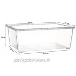 BigDean 12er Set Aufbewahrungsbox mit Deckel transparente Box aus PP-Kunststoff 38x26x14 cm stapelbare Klarsichtbox 10 Liter durchsichtige Ordnungsbox