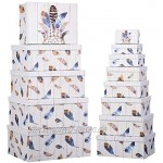 Brandsseller Geschenkbox Aufbewahrungsbox Kartenkarton mit Deckel Stabiler Karton 13er Set in absteigender Größe Traumfänger Federn