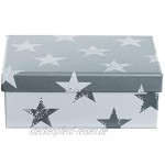 Brandsseller Geschenkbox Aufbewahrungsbox Kartenkarton mit Deckel Stabiler Karton 13er Set in absteigender Größe Sterne Silber