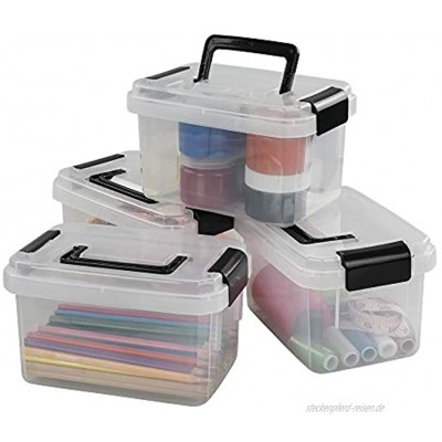 Cadineer 4er-Set Klein Klare Boxen mit Deckeln Plastikboxen mit Deckel Transparent