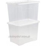 Certeo Aufbewahrungsbox | Transparent | 80 l | Mit Deckel | VE 10 | Lagerkisten Kunststoffbox Stapelbox