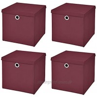 CM3 4 Stück Burgundy Faltbox 32 x 32 x 32 cm Aufbewahrungsbox faltbar mit Deckel