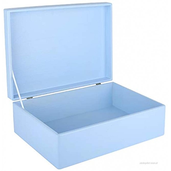 Creative Deco XL Blau Große Holzkiste Aufbewahrungsbox Spielzeug | 40 x 30 x 14 cm + - 1 cm | Mit Deckel zum Dekorieren Aufbewahren | Ohne Griffe | Perfekt für Dokumente Wertsachen und Werkzeuge