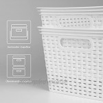 Hausfelder Aufbewahrungsbox Aufbewahrungskorb mit Deckel | 8-teiliges Ordnungsboxen Set | Rattan Design Körbe Weiß