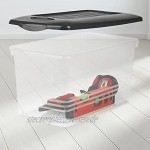Hausfelder Kunststoffboxen Set mit Deckel zur Aufbewahrung Kunststoffbox Aufbewahrungsboxen 4 x 10L Anthrazit