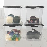 Hausfelder Kunststoffboxen Set mit Deckel zur Aufbewahrung Kunststoffbox Aufbewahrungsboxen 4 x 10L Anthrazit
