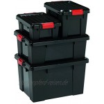 Iris 3er-Set Aufbewahrungsboxen Power Box SK-130 mit Klickverschlüssen Plastik schwarz 12,5 L 46 x 29,7 x 16 cm