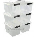 Leendines Aufbewahrungsboxen Klar Set von 6 Kisten Plastik mit Deckel Stapelbox