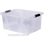 Master Box + Deckel Aufbewahrungsbox L 51 x B 38,5 x H 23 cm 32 Liter transparent stapelbar | Transportbox transparent | Lebensmittelbox lebensmittelgeeignet | Kunststoffbox Lagerbox stapelbar