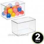 mDesign 2er-Set Aufbewahrungsbox mit Deckel – stapelbare Box fürs Kinderzimmer – praktische Spielzeugaufbewahrung aus Kunststoff – durchsichtig