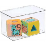 mDesign 2er-Set Aufbewahrungsbox mit Deckel – stapelbare Box fürs Kinderzimmer – praktische Spielzeugaufbewahrung aus Kunststoff – durchsichtig