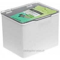 mDesign Aufbewahrungsbox aus Kunststoff – stapelbare Plastikbox mit Deckel für Medizin und Nahrungsergänzungmittel – Ordnungsbox als Alternative zum Medizinschrank – hellgrau und durchsichtig
