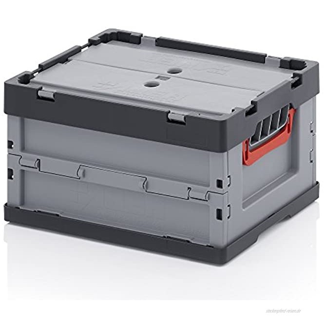 Profi-Faltbox mit Deckel 2er Set Auer Faltbox FBB 43 22 40x30x22 cm 21 Liter Behälter Stapelbehälter Aufbewahrungskiste Transportbox Plastikbox