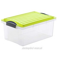 Rotho Compact Aufbewahrungsbox 13l mit Deckel Kunststoff PP BPA-frei transparent grün A4 13l 39,5 x 27,5 x 18,0 cm
