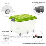 Rotho Roller 6 Aufbewahrungsbox 57l mit Deckel und Rollen Kunststoff PP BPA-frei transparent grün 57l 59,5 x 40,0 x 37,0 cm