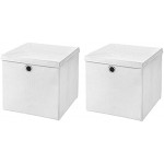 StickandShine 2er Set Weiß Faltbox 32 x 32 x 32 cm Aufbewahrungsbox faltbar mit Deckel