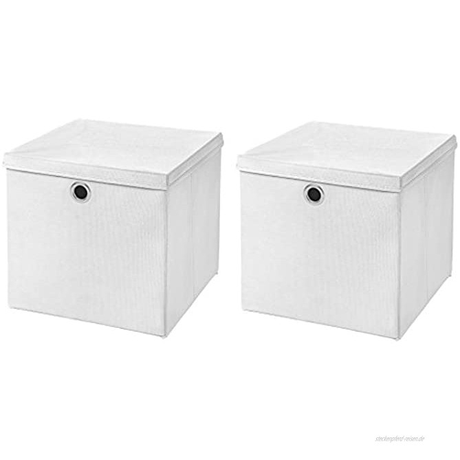 StickandShine 2er Set Weiß Faltbox 32 x 32 x 32 cm Aufbewahrungsbox faltbar mit Deckel