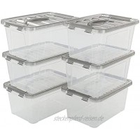 Vcansay Aufbewahrungsbox Plastik Transparen Klein mit Transparentem Grauem Deckel und Griffen 6 Packungen