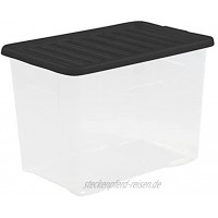 Wham 5 x 11315 Crystal Box mit Deckel 80 Liter 60 x 40 x 42 cm Transparent Farbe des Deckels kann variieren